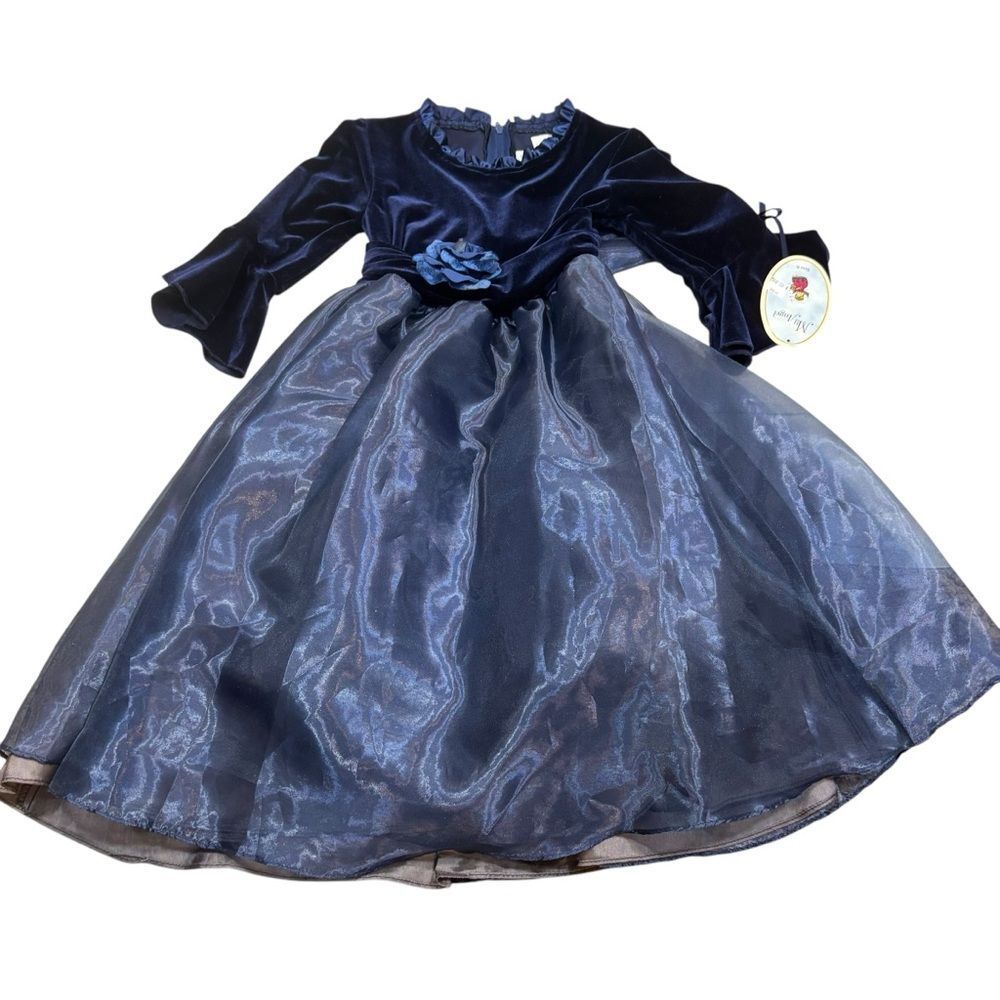 Brand new with Tags Sweet Kids Navy Blue Velvet Dress‎ Size 6